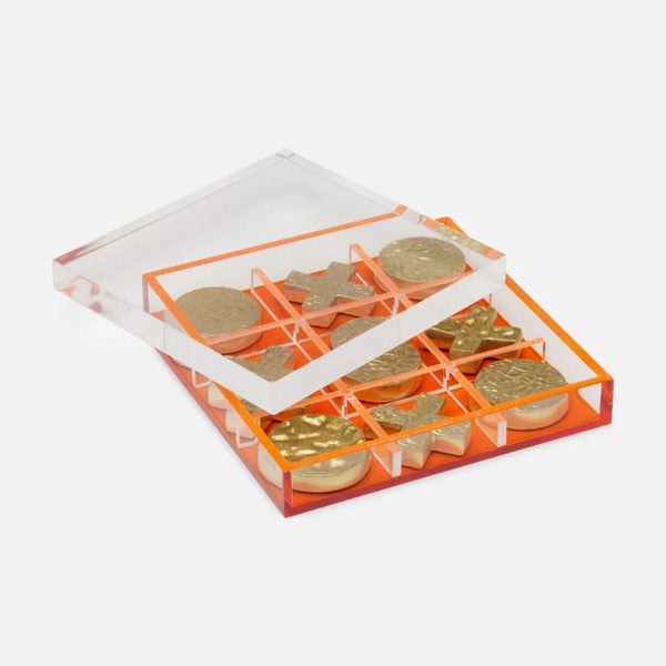 Pigeon and Poodle Alzey Tic Tac Toe Acrylic Set - Clear/Tangerine