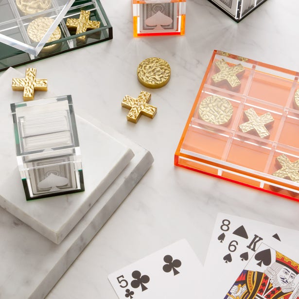 Pigeon and Poodle Alzey Tic Tac Toe Acrylic Set - Clear/Tangerine