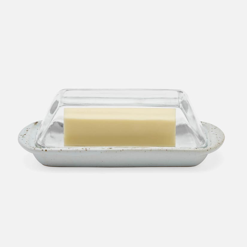 Blue Pheasant Lessie Rectangular Butter Dish - White Salt Glaze