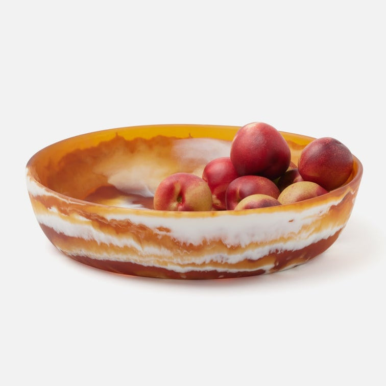 Blue Pheasant Hugo Swirled Serving Bowl - Amber