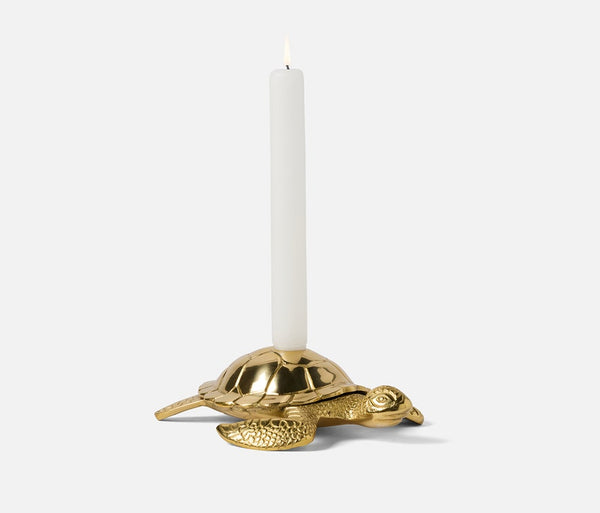 Blue Pheasant Bishop Polished Gold Sea Turtle Candle Holder
