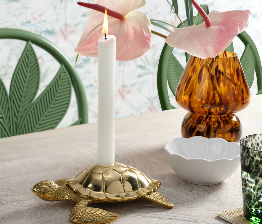 Blue Pheasant Bishop Polished Gold Sea Turtle Candle Holder