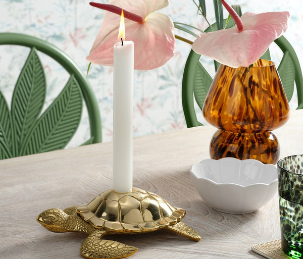 Blue Pheasant Bishop Polished Gold Sea Turtle Candle Holder