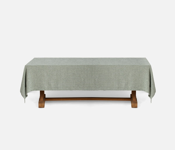 Blue Pheasant Blake Green White Gingham Tablecloth