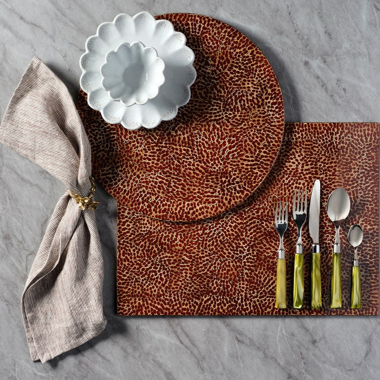 Colson Olive Green/Polished Silver Flatware Set