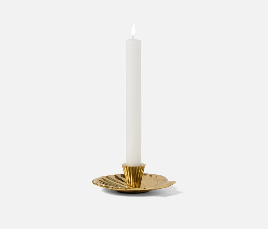 Blue Pheasant Jovie Polished Gold Shell Candle Holder