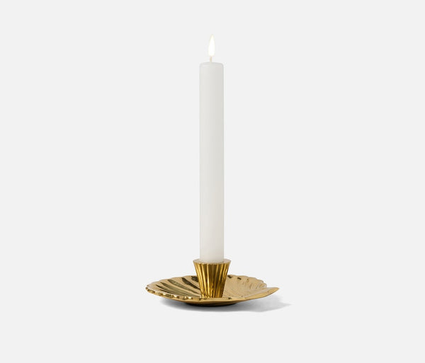 Blue Pheasant Jovie Polished Gold Shell Candle Holder