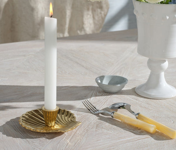 Blue Pheasant Jovie Polished Gold Shell Candle Holder