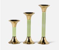 Blue Pheasant Leopold Lime Gold Candle Holders