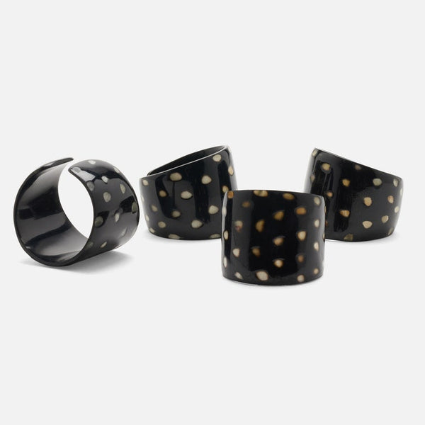 Blue Pheasant Logan Black Horn Napkin Rings