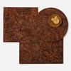 Brown and reddish brown placemats shown on white background