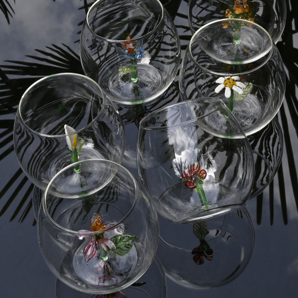 Flower Power Glasses - Set of 6