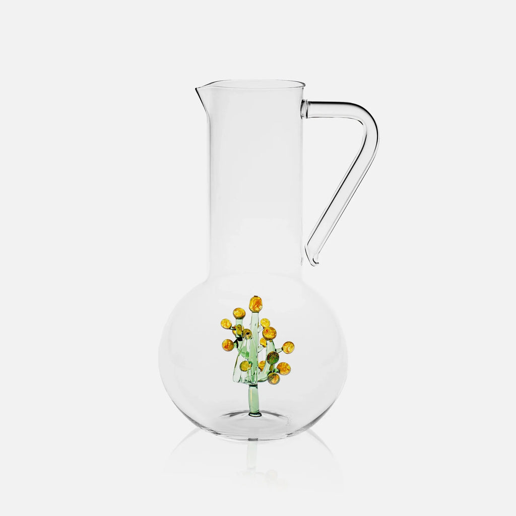 Flower Power Transparent Jug with Mimosa Flower