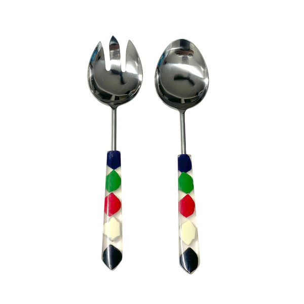 Davis Designs of 2 Serving Set Multicolor Beads Handle