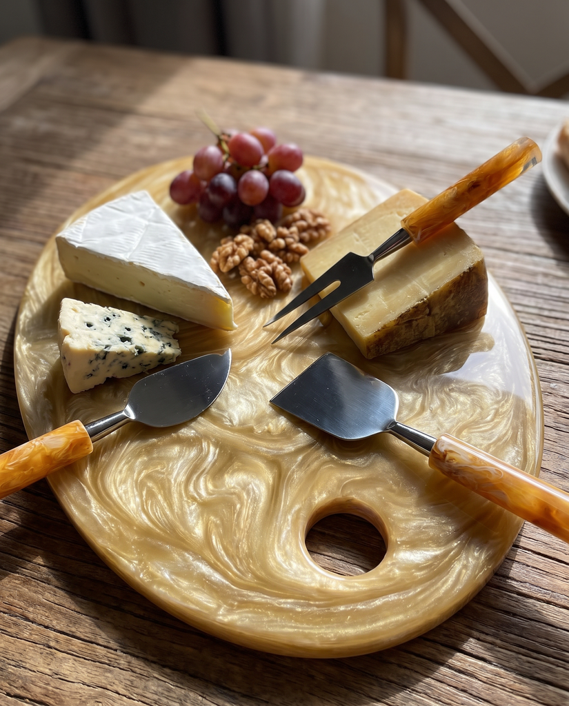 Davis Designs Set of 3 Cheese Set Tiger Color Handle