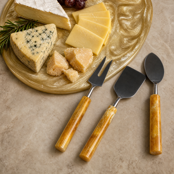Davis Designs Set of 3 Cheese Set Tiger Color Handle