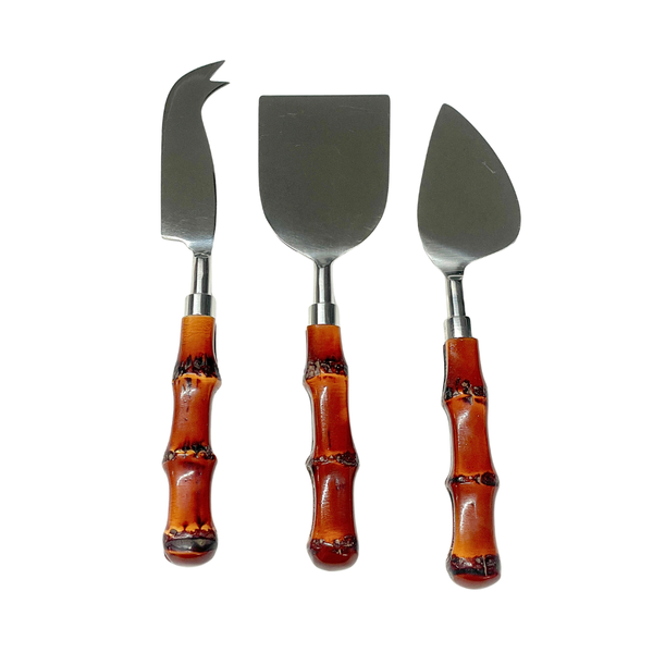 Davis Designs Set of 3 Cheese Set Brown Bamboo Handle