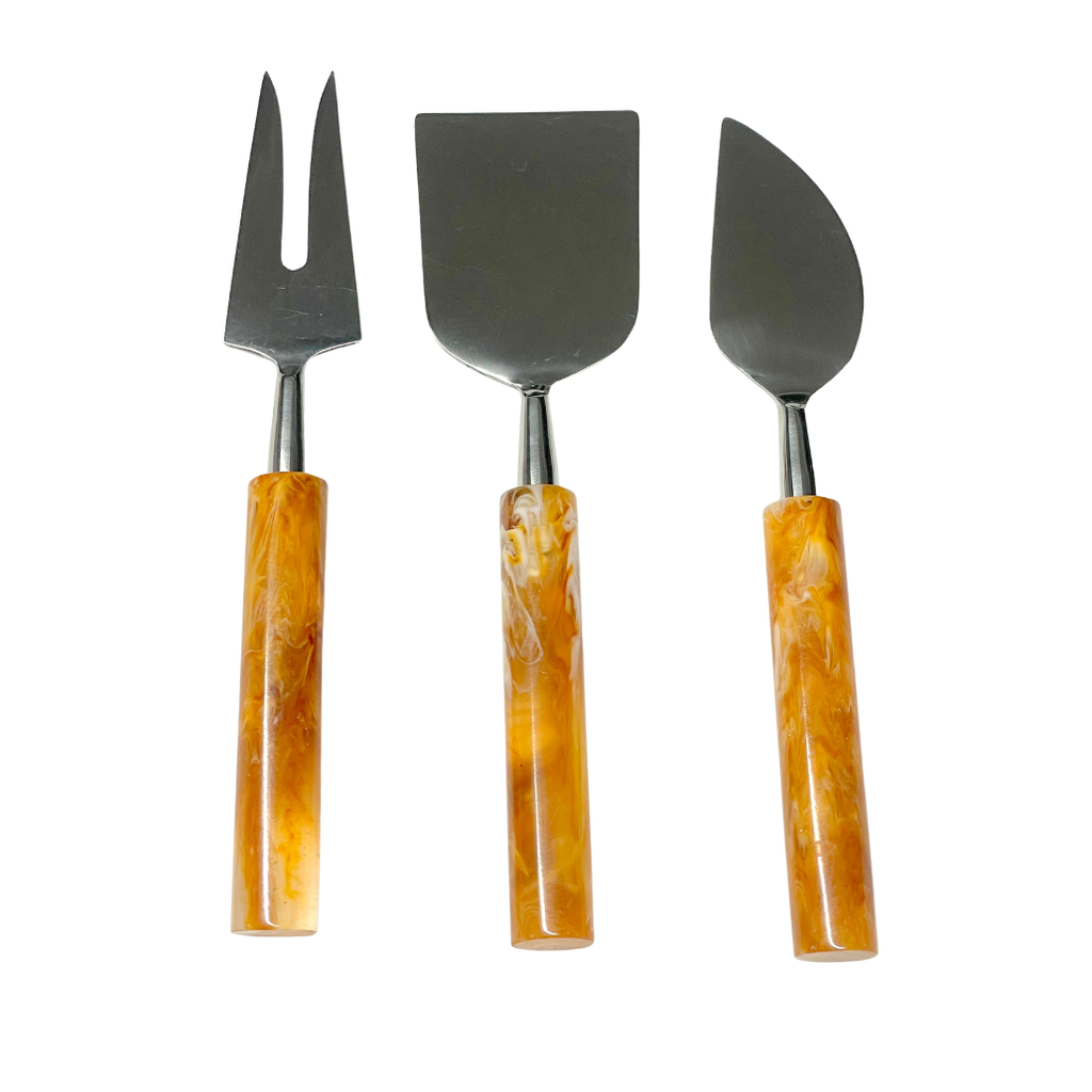 Davis Designs Set of 3 Cheese Set Tiger Color Handle