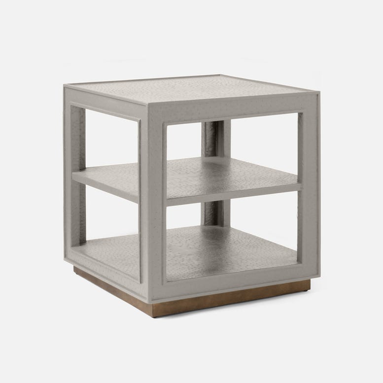 Adeen Side Table Light Gray Faux Ostrich