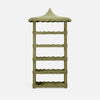 Green decorative shelf with a pagoda top on a white background