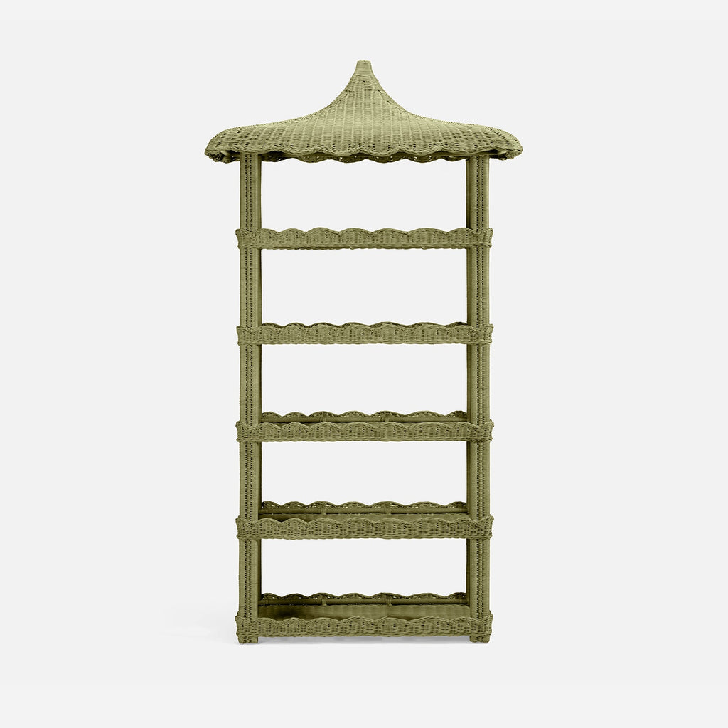 Made Goods Georgina Bookcase Mint Green Rattan