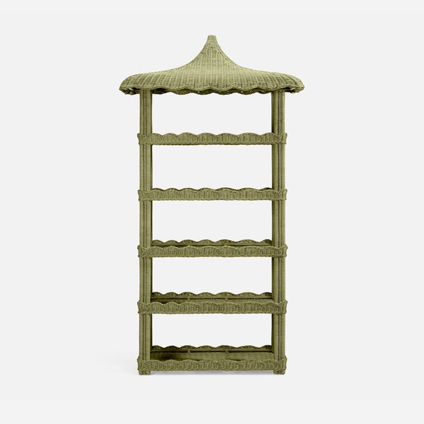 Made Goods Georgina Bookcase Mint Green Rattan