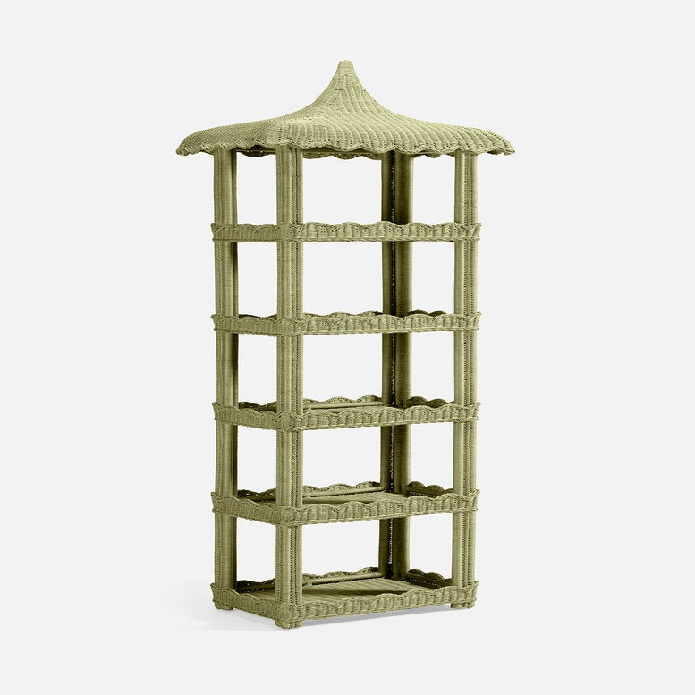 Made Goods Georgina Bookcase Mint Green Rattan