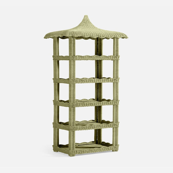 Made Goods Georgina Bookcase Mint Green Rattan