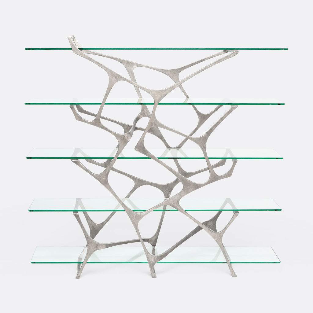 Made Goods Gerald Bookcase Aged Silver Iron