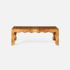 Wooden coffee table with a natural finish on a white background