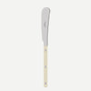 Ivory handle butter knife with "sabre paris" stamped on it on flat white background