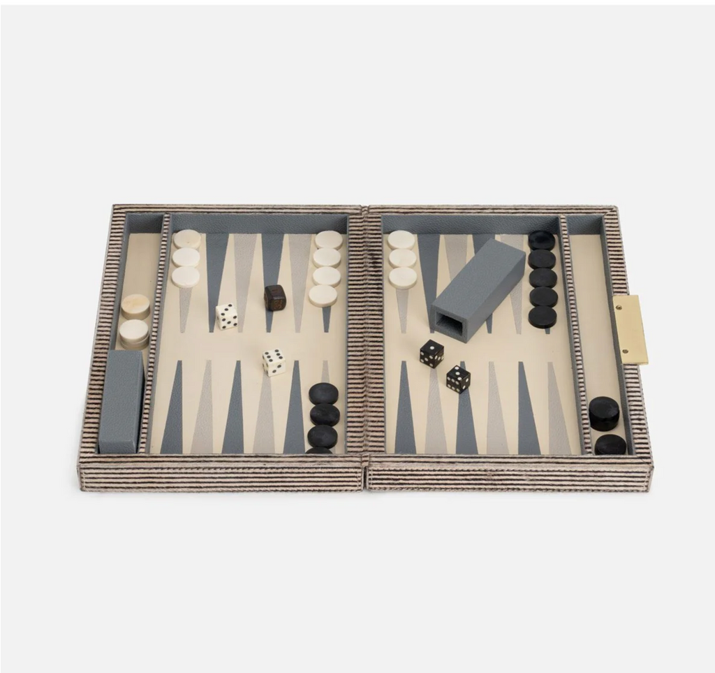 Pigeon and Poodle Bailey Backgammon Set - Brown Candy Striped