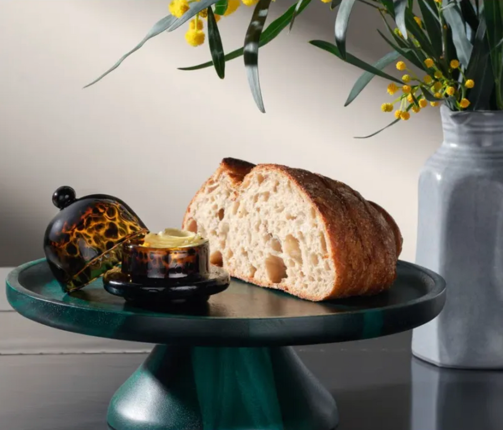 Blue Pheasant Marcus Round Butter Dish - Set of 2 - Tortoise Shell Glass