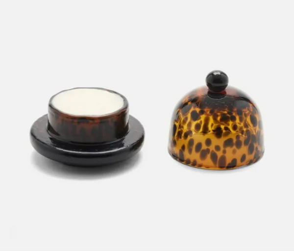 Blue Pheasant Marcus Round Butter Dish - Set of 2 - Tortoise Shell Glass
