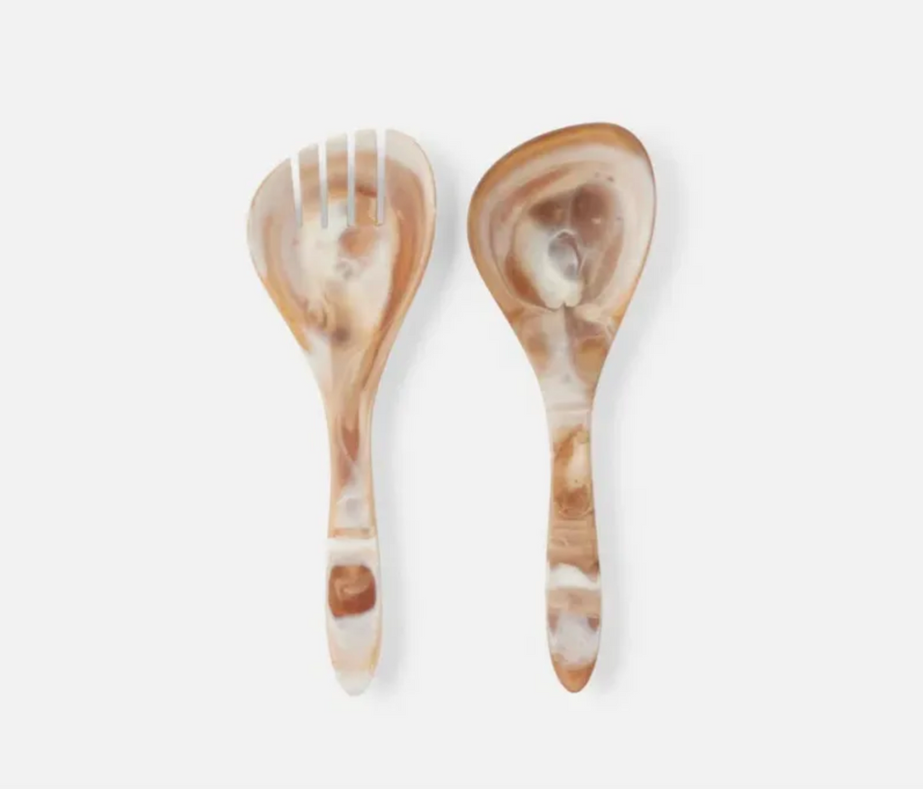 Blue Pheasant Laney Swirled 2-Piece Serving Set - Brown