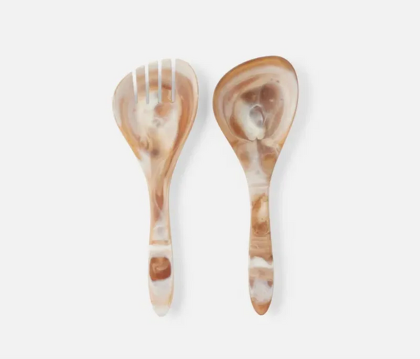 Blue Pheasant Laney Swirled 2-Piece Serving Set - Brown