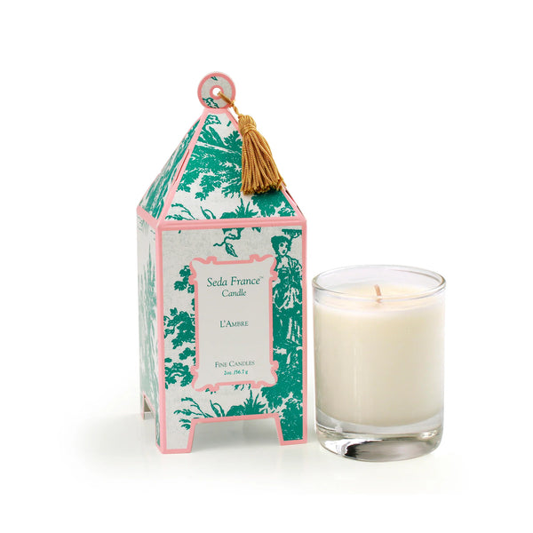 L'ambre Classic Toile Mini Pagoda Box Candle
