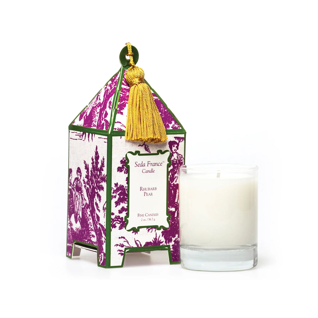 Rhubarb Pear Toile Mini Pagoda Candle
