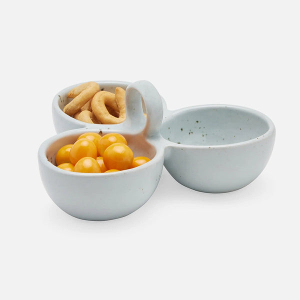 Blue Pheasant Desmond Triple Nut Dish - White Salt Glaze