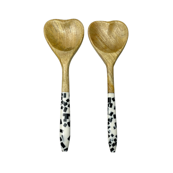 Davis Designs Set of 2 Heart-Shaped Wooden Serving Spoons