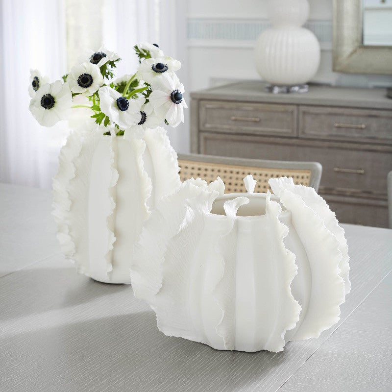 Villa & House Spring Flower Low Vase, Blanc De Chine
