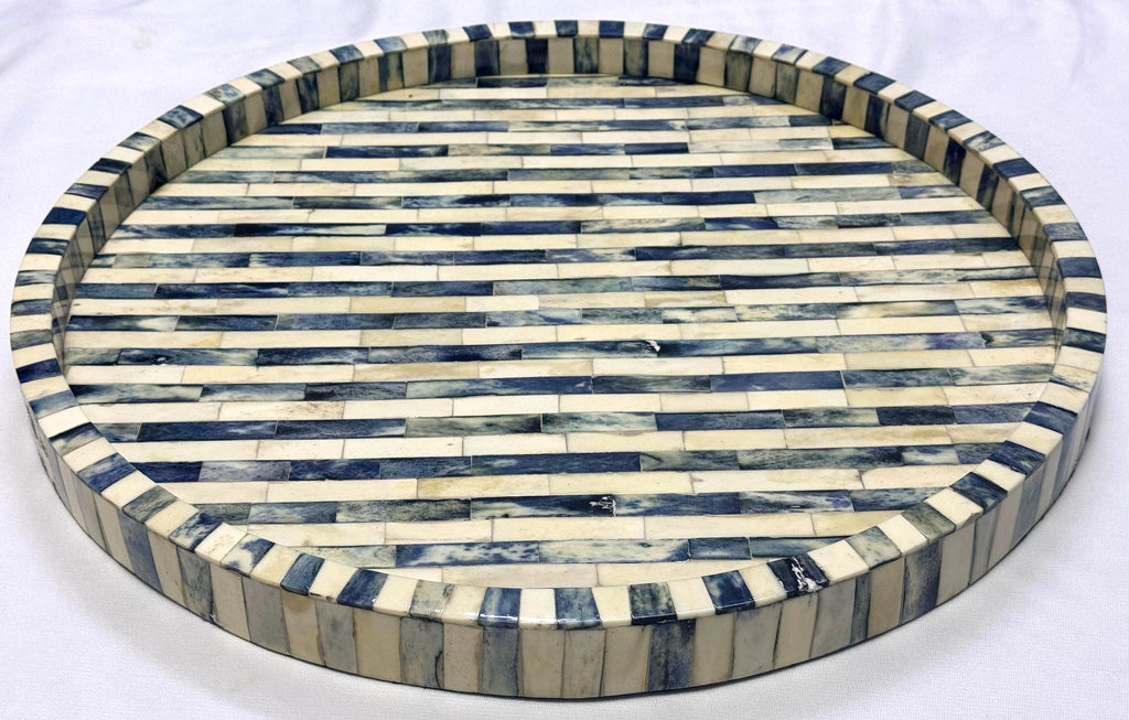 Private Label Horn and Bone Large Round Serving Tray