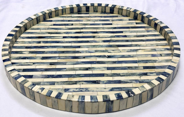 Private Label Horn and Bone Large Round Serving Tray