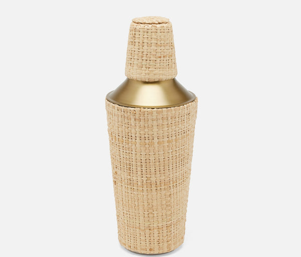 Blue Pheasant Barth Natural Cocktail Shaker - Gold/Raffia