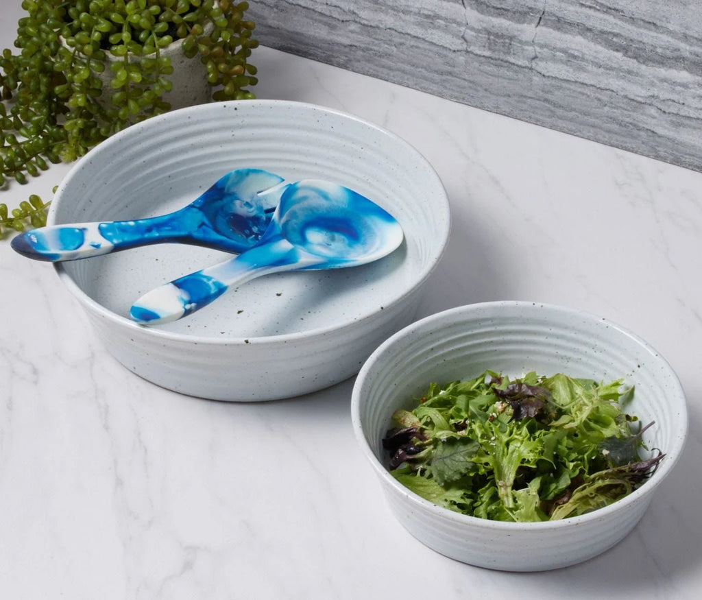 Blue Pheasant Laney Swirled 2-Piece Serving Set - Blue