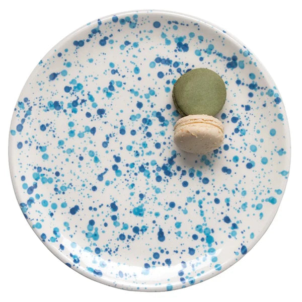 Blue Pheasant Sconset Mixed Blue Spongeware Salad Plate, Pack/4