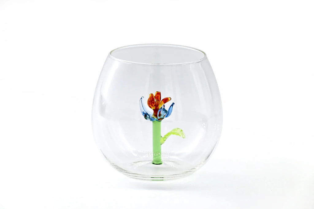 Flower Power Glasses with flowers inside - Set of 6