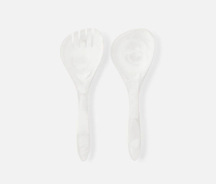 Blue Pheasant Laney Swirled 2-Piece Serving Set - White