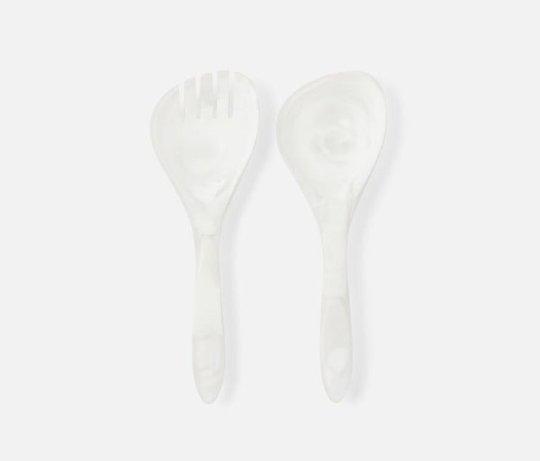 Blue Pheasant Laney Swirled 2-Piece Serving Set - White