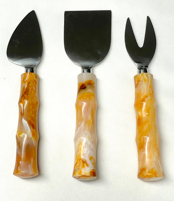 Private Label Set of 3 Cheese Set Tiger Color Bamboo Handle